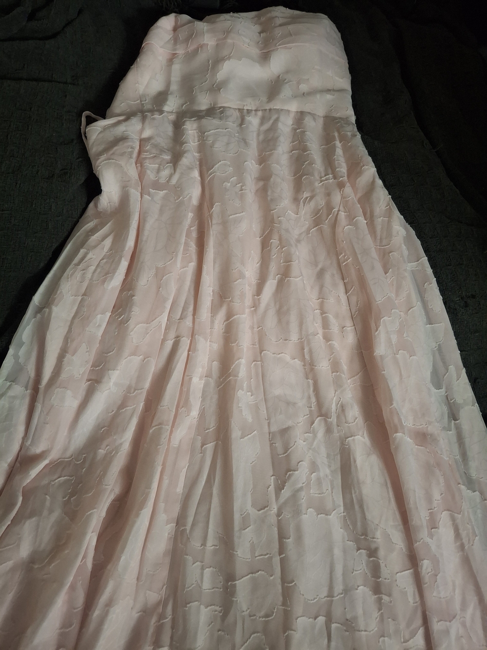Strapless Light Pink Floral Textured Evening Dress
